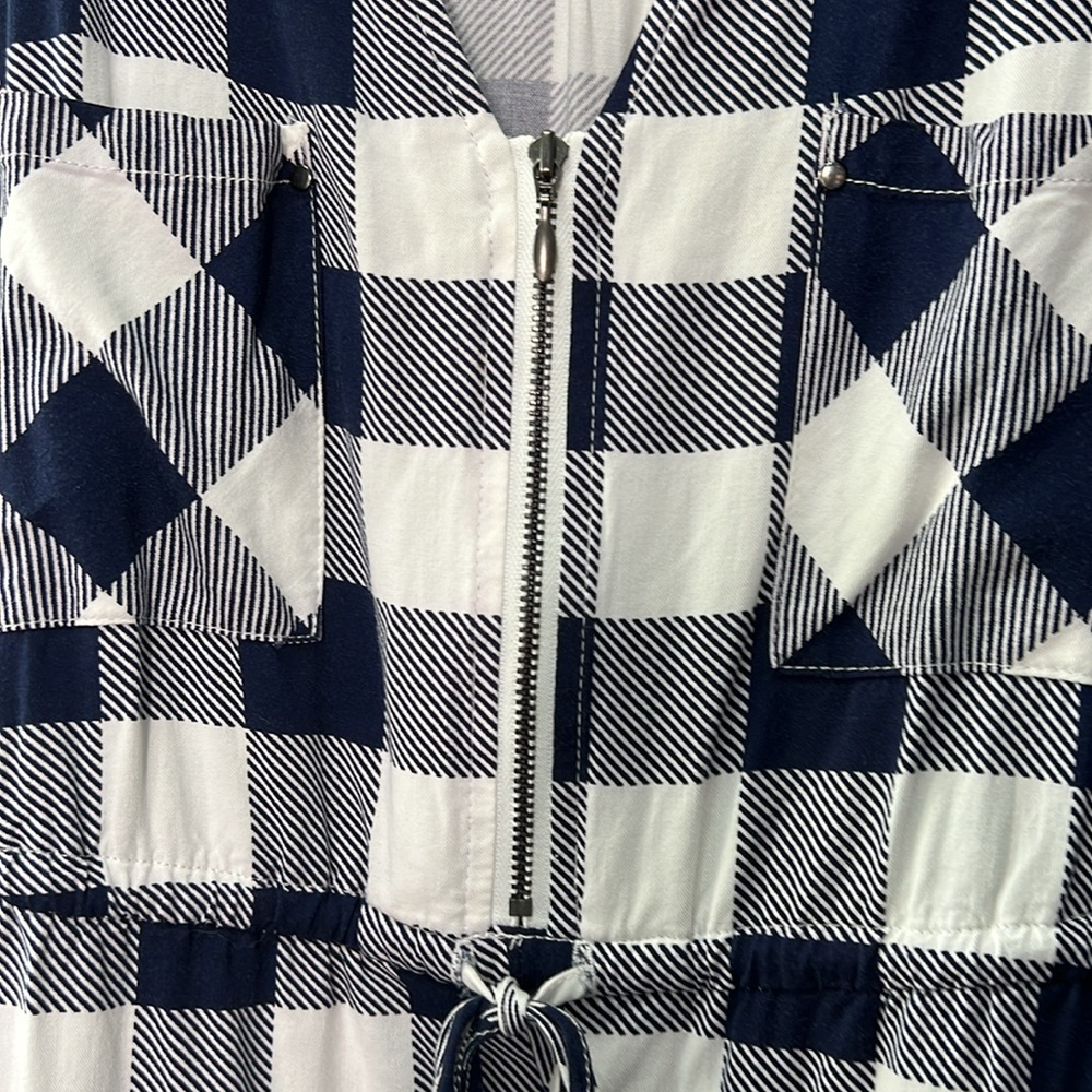 Torrid Navy Blue White Plaid Challis Zip Front Shirt Dress Women Size 0/Large - Picture 5 of 13